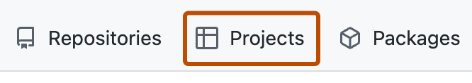 显示用户个人资料上的选项卡的屏幕截图。 “项目”选项卡以橙色轮廓突出显示。